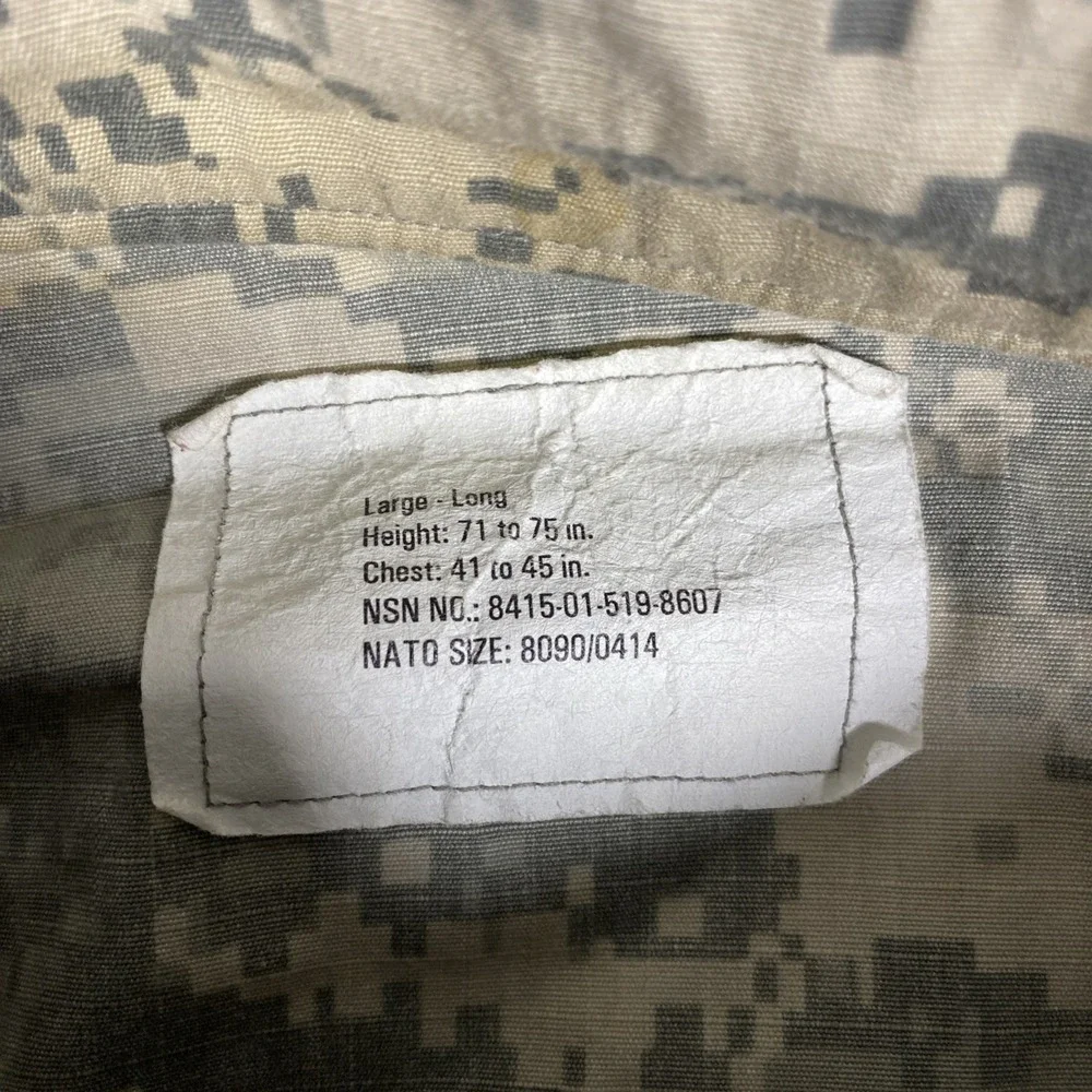 US Army ACU Combat Uniform Coat Mens Large Regular Digital Camo Jacket Ripstop
